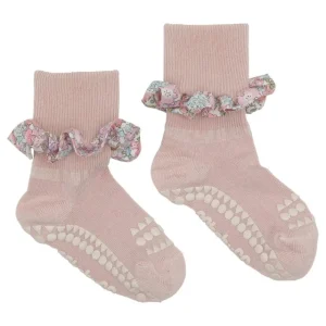 Hot Bambus Non-Slip Sokker 1-2Ar - Soft Pink/Liberty Kravletid