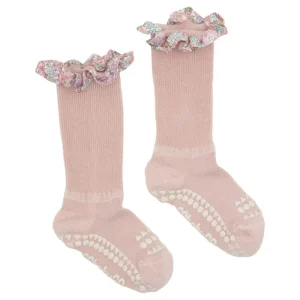 Hot Bambus Non-Slip Sokker 6-12Mdr. - Soft Pink/Liberty Kravletid