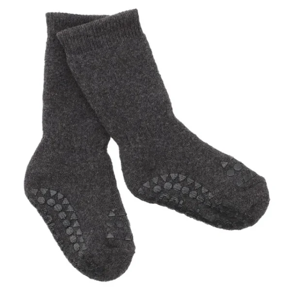 Discount Bomuld Non-Slip Sokker 6-12Mdr. - Dark Grey Melange Kravletid