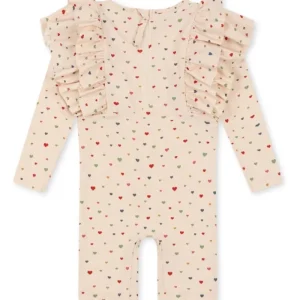 Flash Sale Konges Slojd Manuca Frill Onesie Str.18 Mdr, Multi Hearts Badetøj