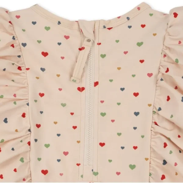 Flash Sale Konges Slojd Manuca Frill Onesie Str.18 Mdr, Multi Hearts Badetøj