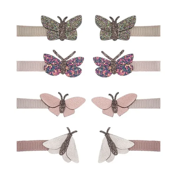 Sale 8 Harclips - Mini Rainforest Butterflies Hårelastikker