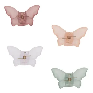 Store 4 Harklemmer - Frosted Butterflies Hårelastikker