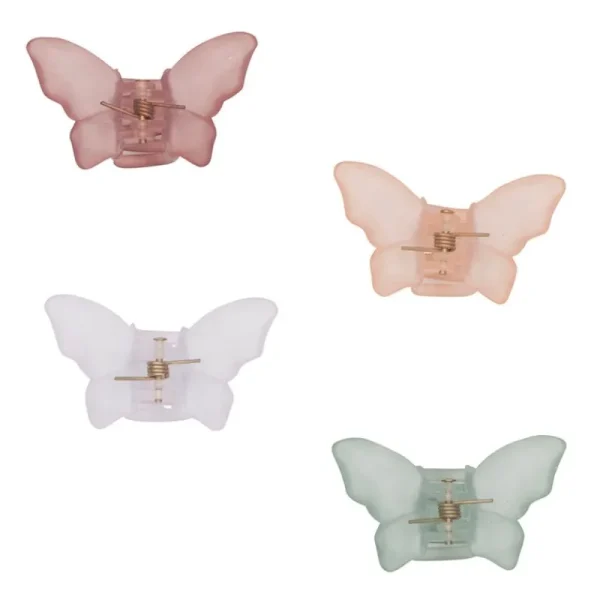 Store 4 Harklemmer - Frosted Butterflies Hårelastikker